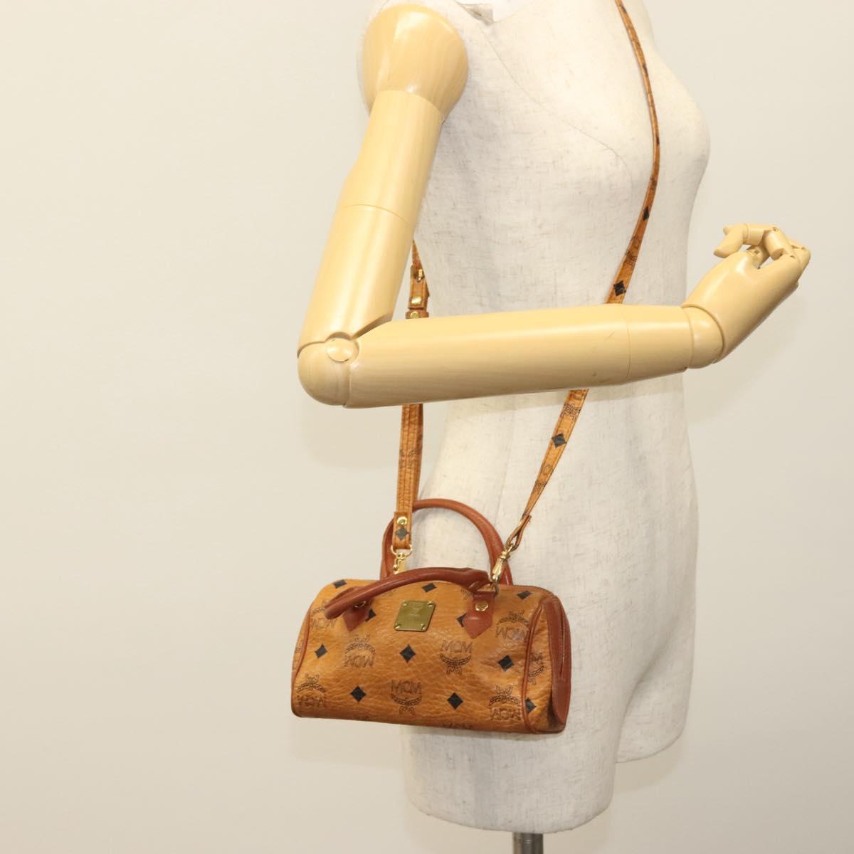 MCM Visetos Brown,Gold Canvas, Leather Travel Bag (Pre-Owned)