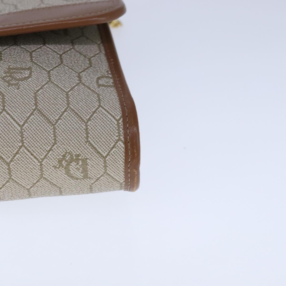 Dior Honeycomb Beige Canvas Shoulder Bag (Pre-Owned)