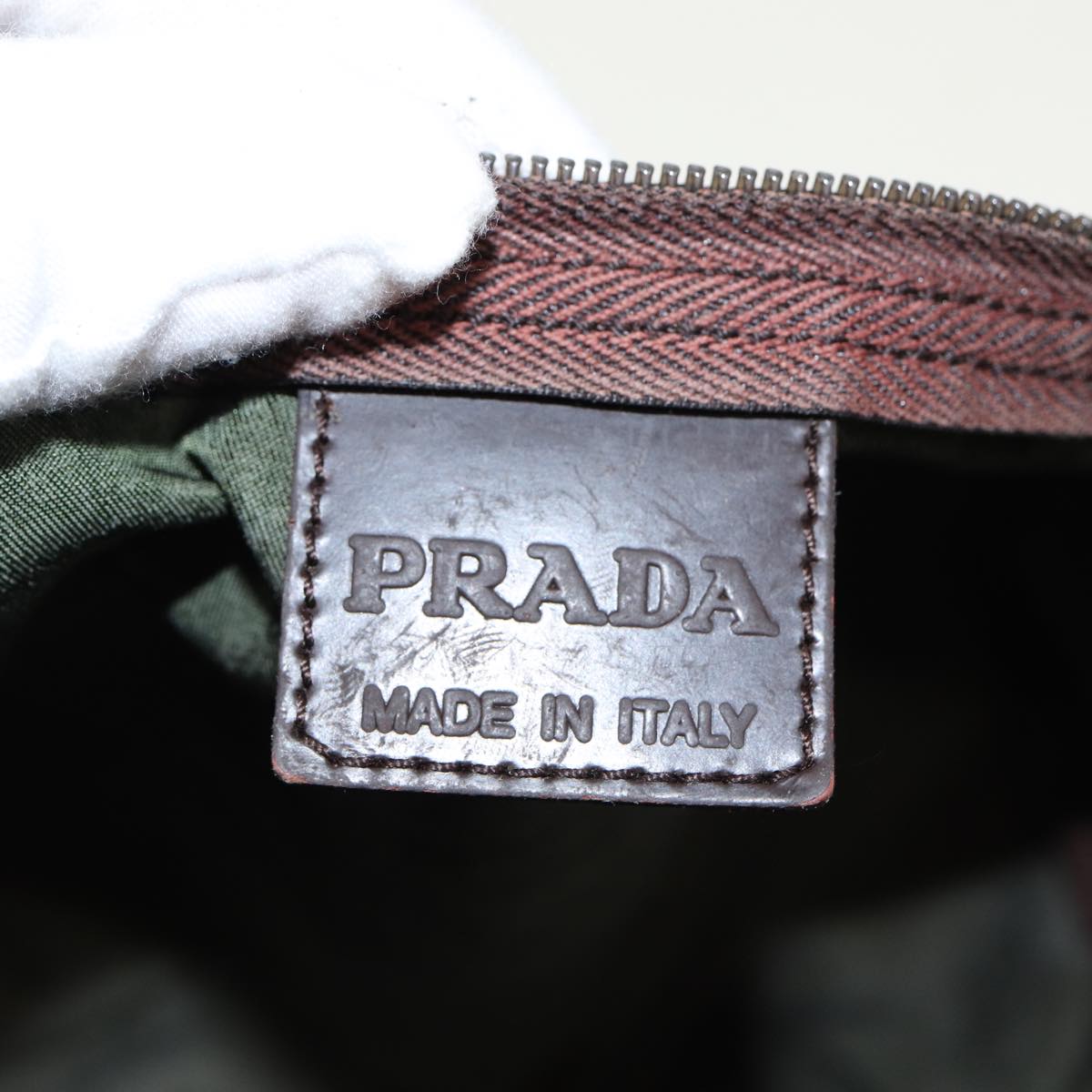Prada Khaki Synthetic Clutch Bag (Pre-Owned)