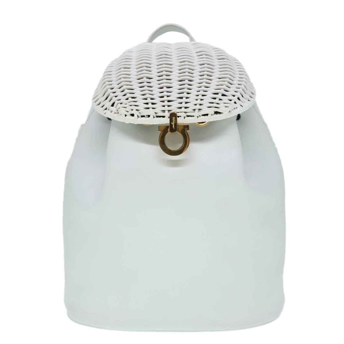 Salvatore Ferragamo White Leather Backpack Bag (Pre-Owned)