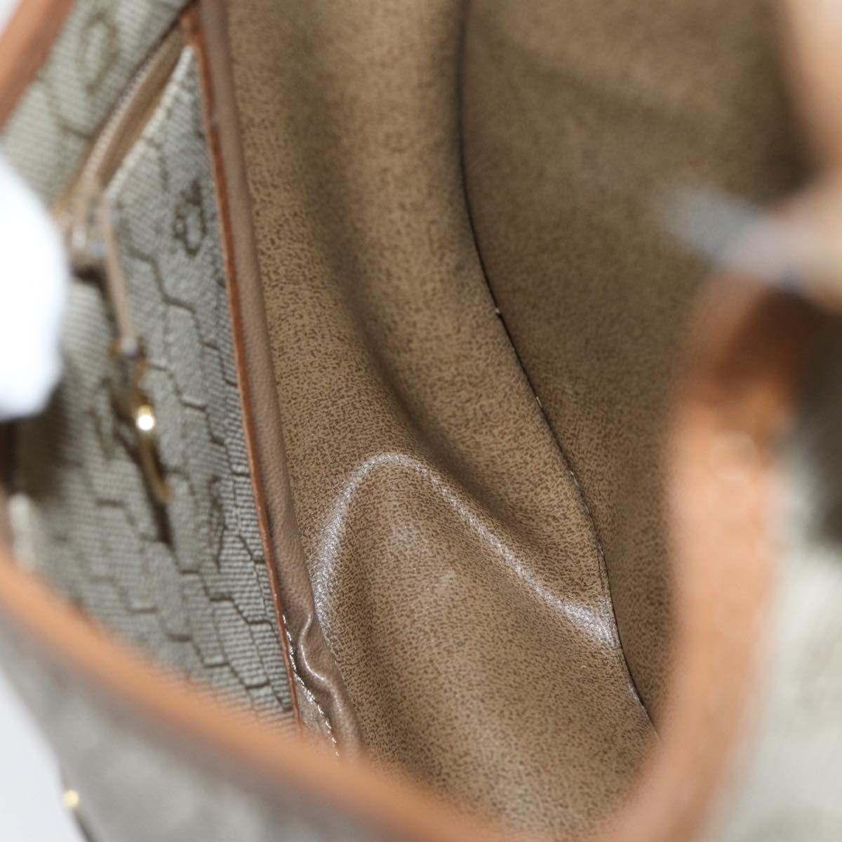 Dior Honeycomb Beige Canvas Shoulder Bag (Pre-Owned)