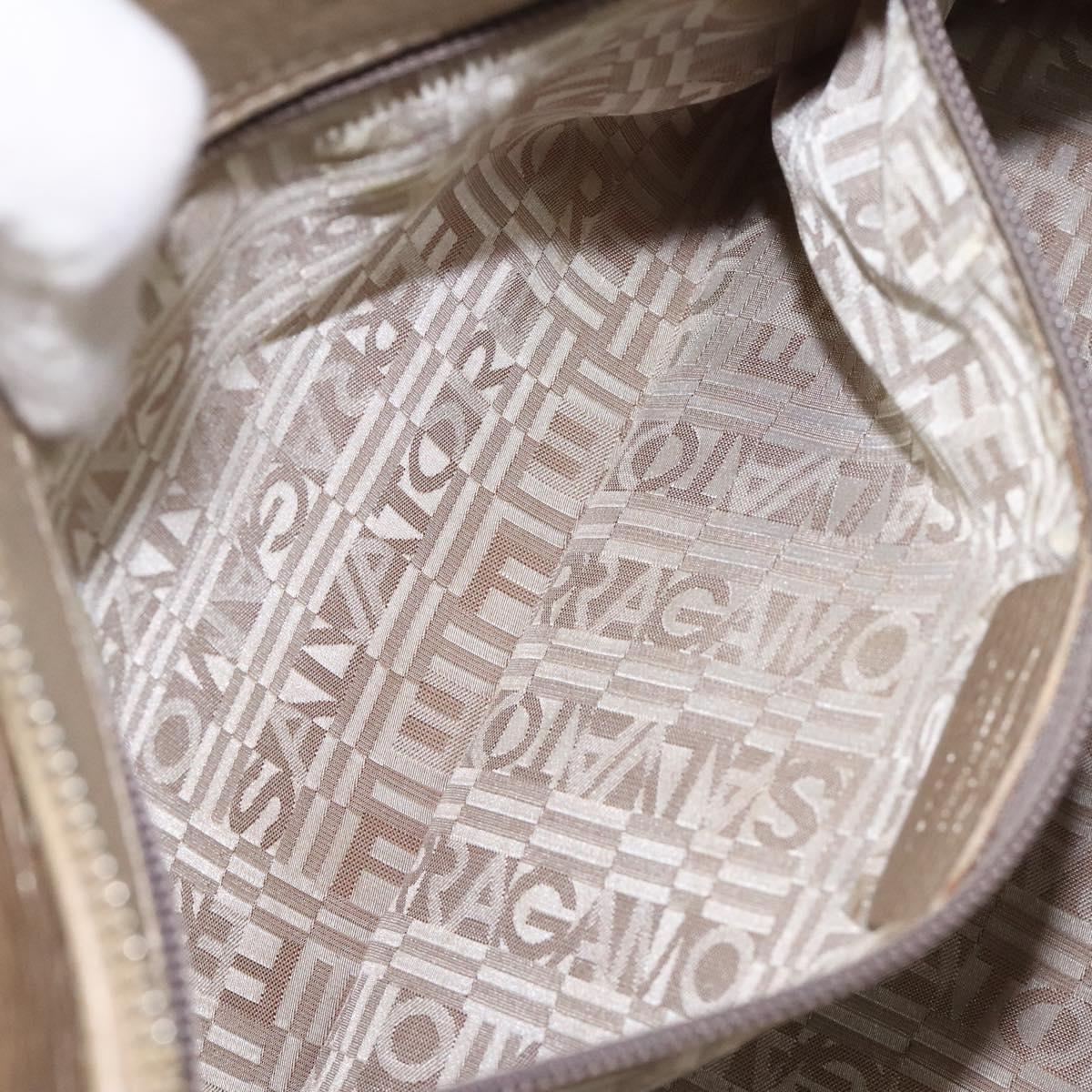 Salvatore Ferragamo Gancini Gold Leather Handbag (Pre-Owned)