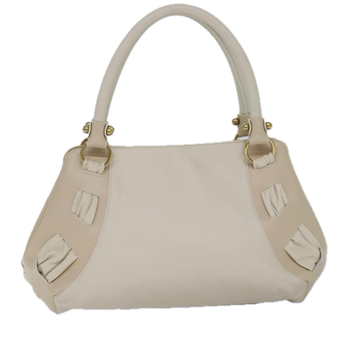 Salvatore Ferragamo Gancini Beige Leather Shoulder Bag (Pre-Owned)