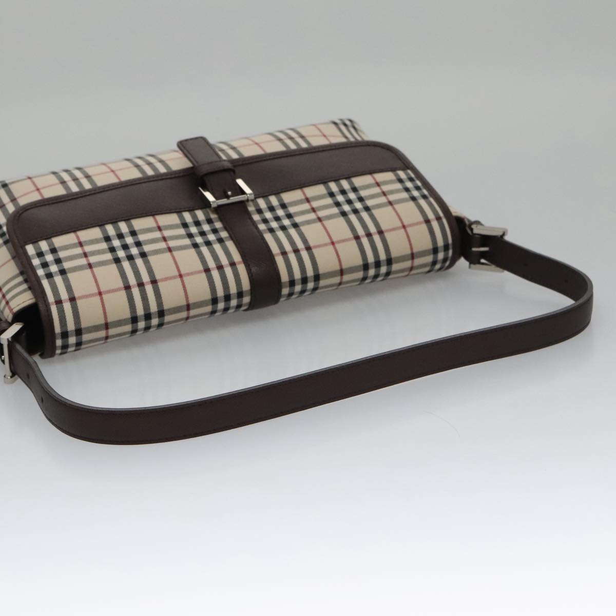 Burberry Nova Check Beige Canvas Shoulder Bag (Pre-Owned)