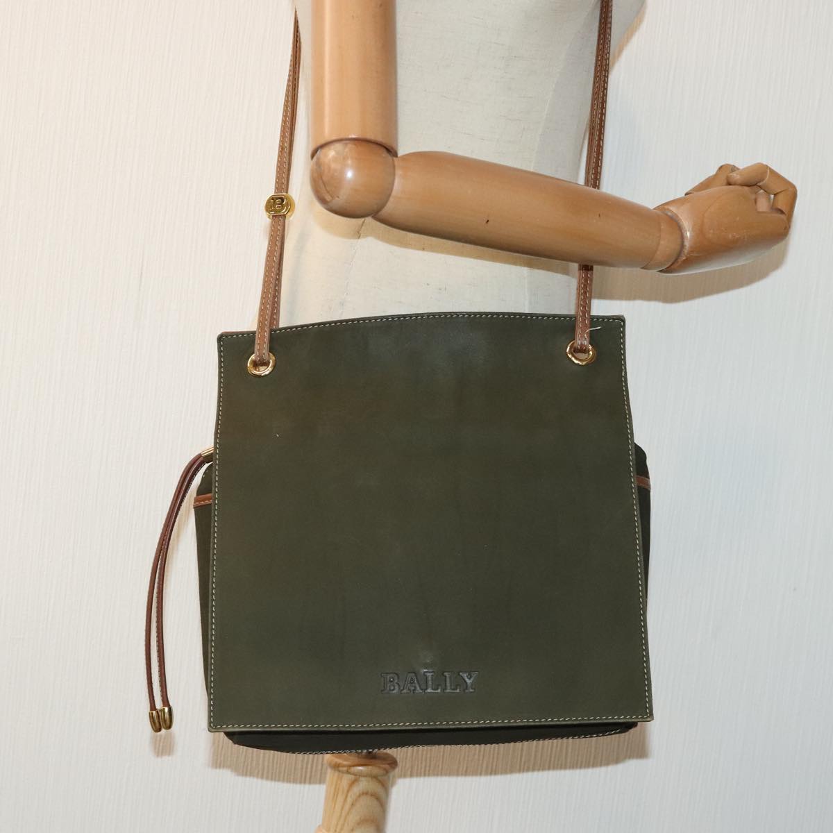 Bally Khaki Suede Shoulder Bag (Pre-Owned)