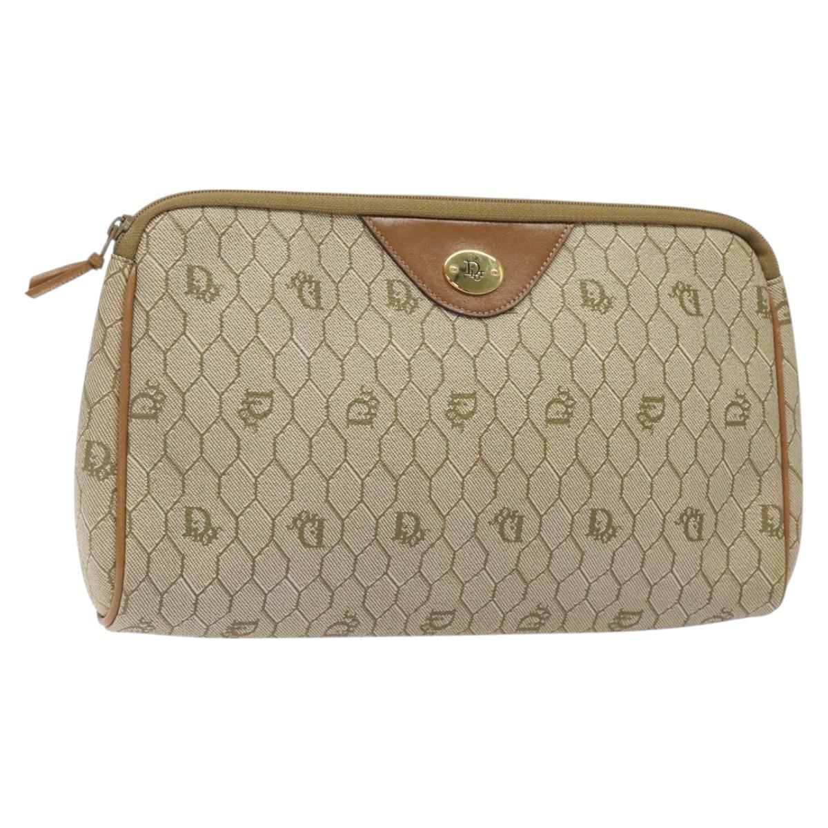 Dior Honeycomb Beige Leather Clutch Bag (Pre-Owned)