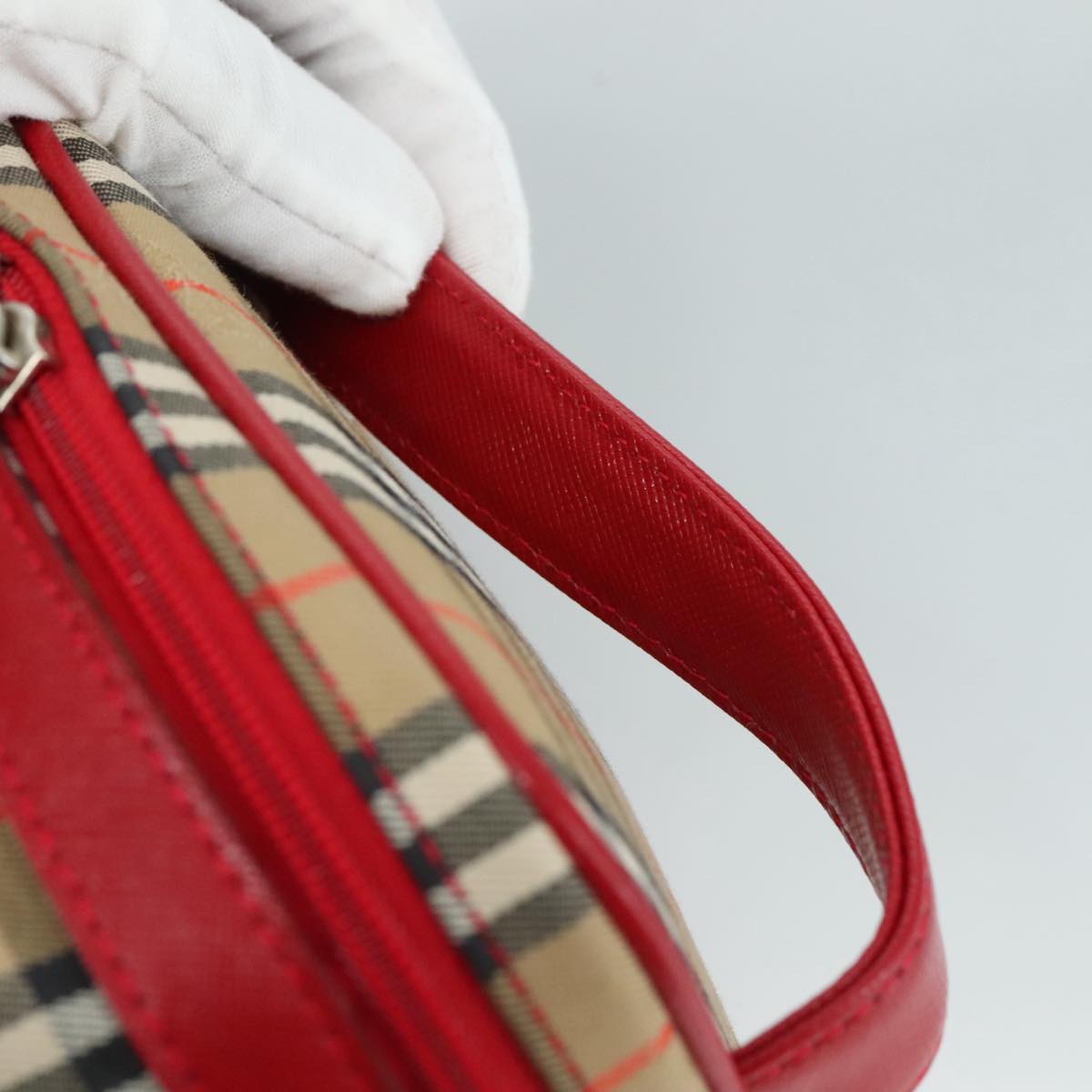 Burberry Nova Check Beige Canvas Handbag (Pre-Owned)