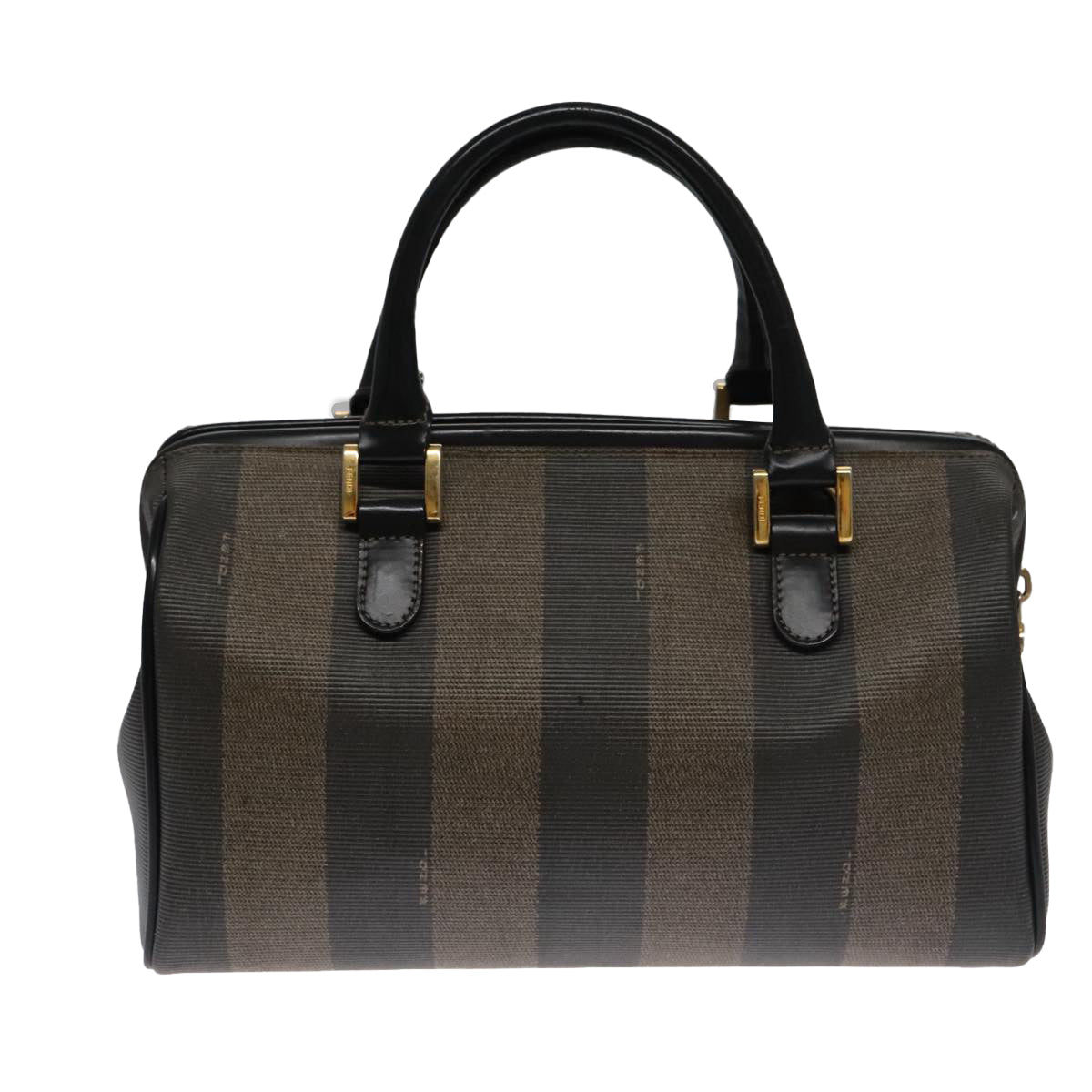 Fendi Pequin Brown Canvas Handbag (Pre-Owned)