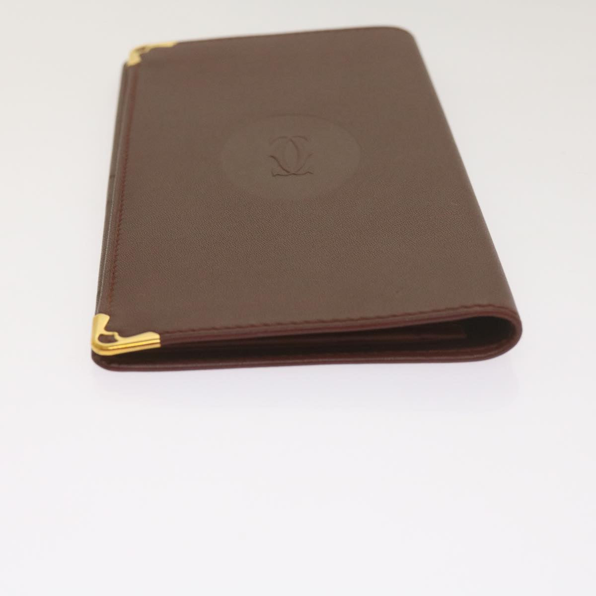 Cartier Must De Cartier Burgundy Leather Wallet  (Pre-Owned)