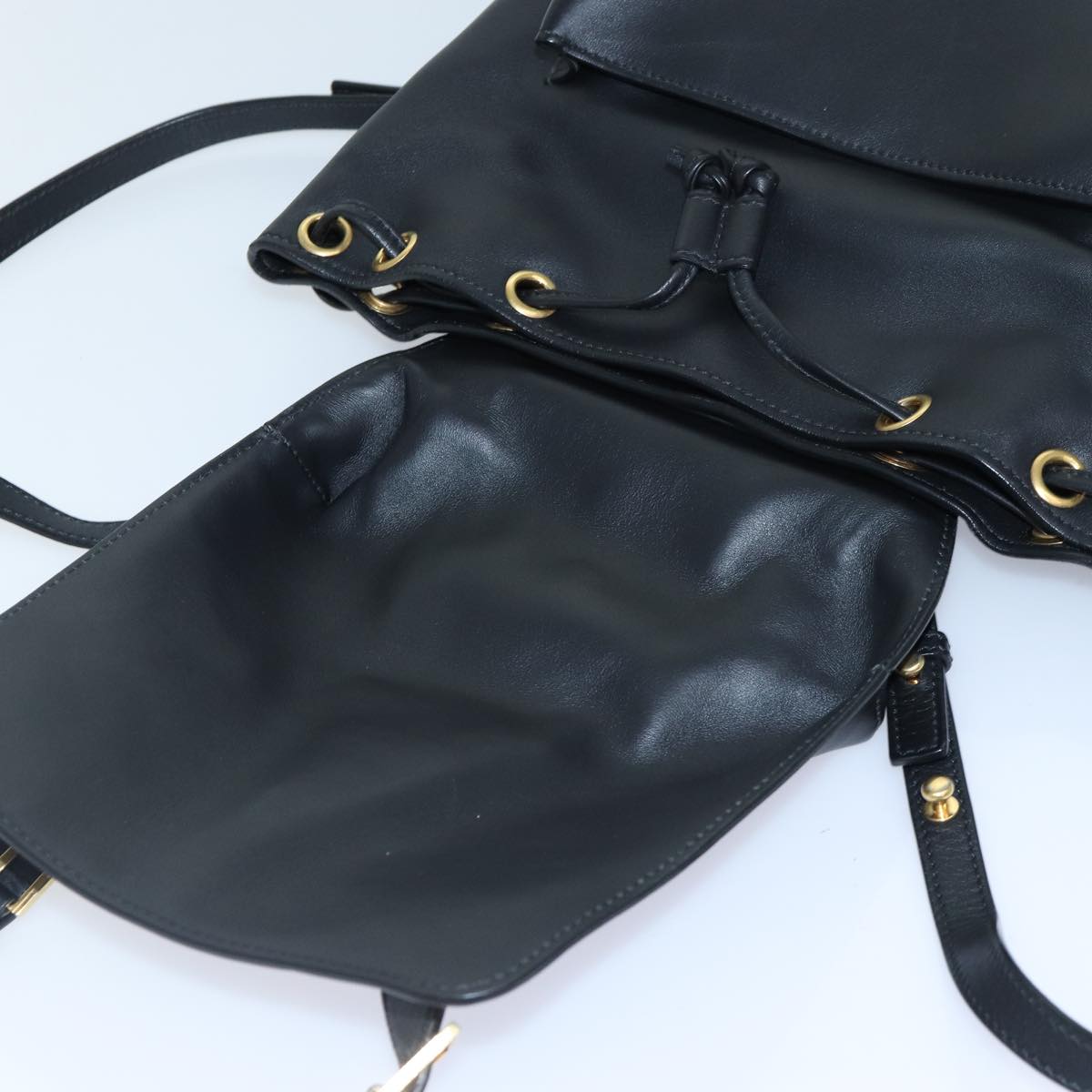 Versace Virtus Black Leather Backpack Bag (Pre-Owned)