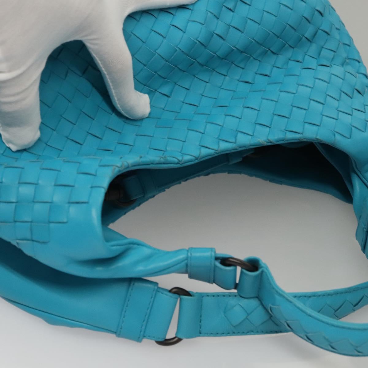 Bottega Veneta Intrecciato Blue Leather Handbag (Pre-Owned)