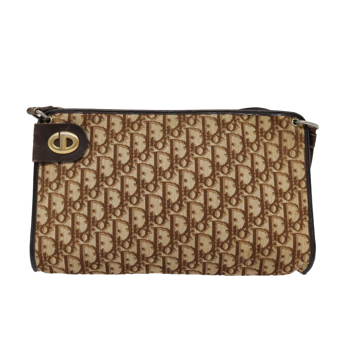 Dior Trotter Brown Canvas Shoulder Bag (Pre-Owned)