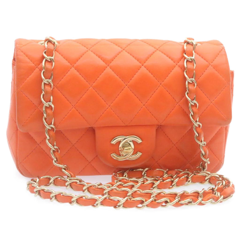 Chanel Matelassé Orange Leather Shoulder Bag (Pre-Owned)