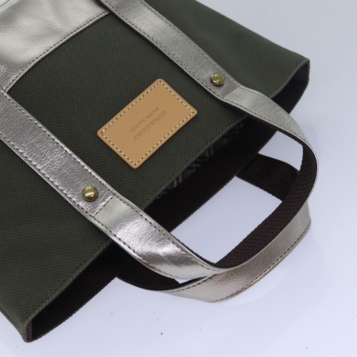 Burberry Blue Label Khaki Canvas Handbag (Pre-Owned)