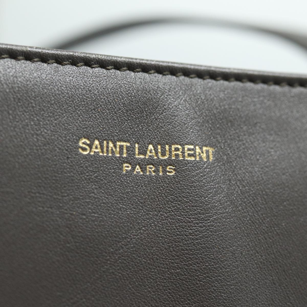 Saint Laurent Reversible Grey Leather Tote Bag (Pre-Owned)