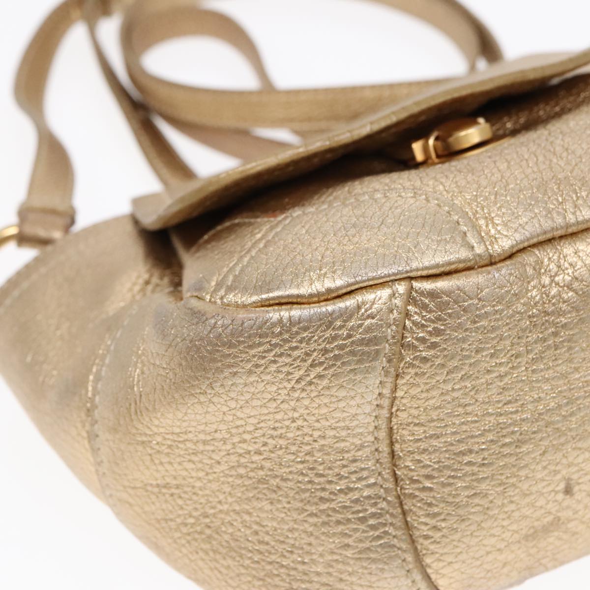 Prada Vitello Gold Leather Shoulder Bag (Pre-Owned)