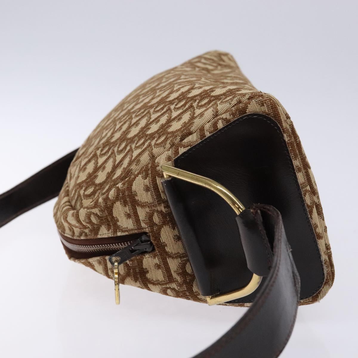 Dior Trotter Brown,Gold Canvas Shoulder Bag (Pre-Owned)