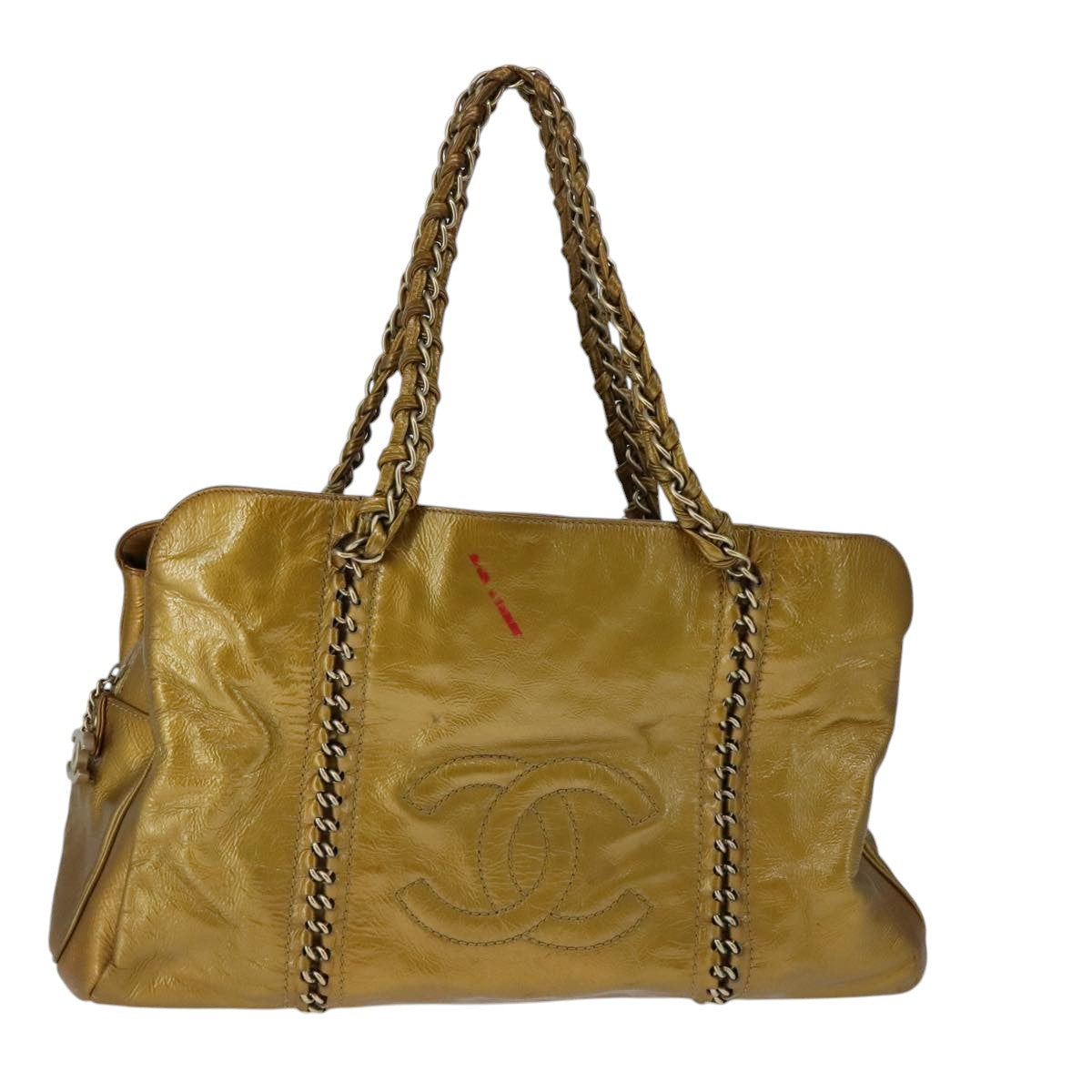 Chanel Coco Cabas Gold Patent Leather Tote Bag (Pre-Owned)