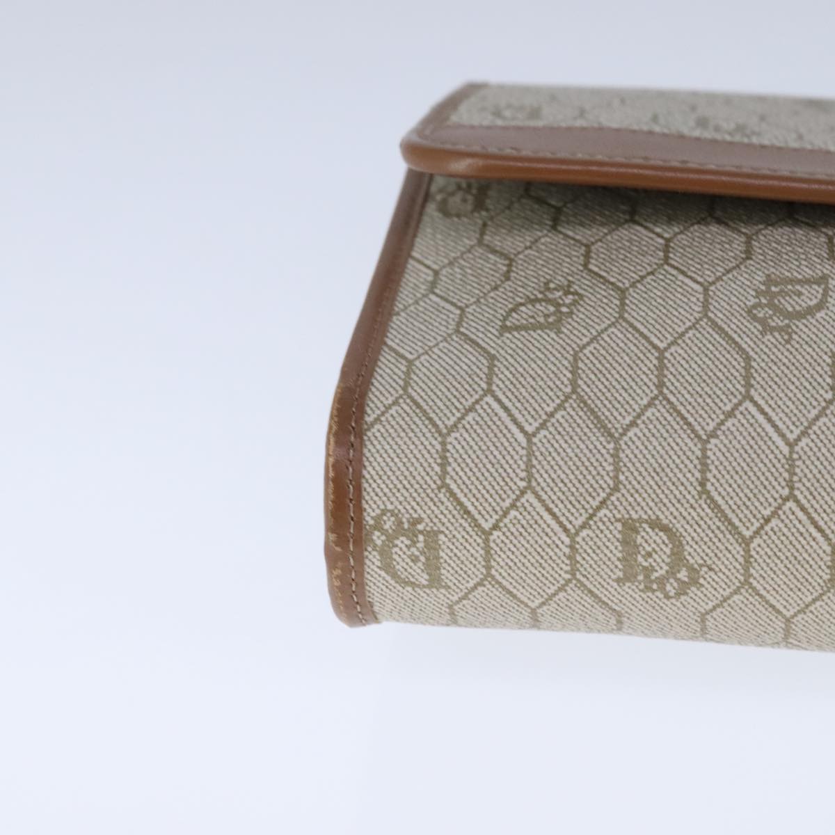 Dior Honeycomb Beige Canvas Shoulder Bag (Pre-Owned)