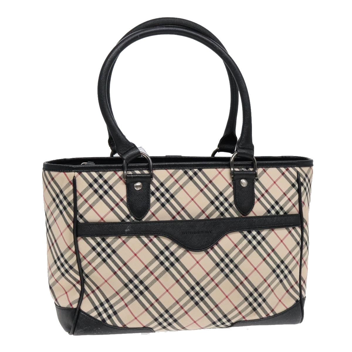 Burberry Nova Check Beige Canvas Handbag (Pre-Owned)