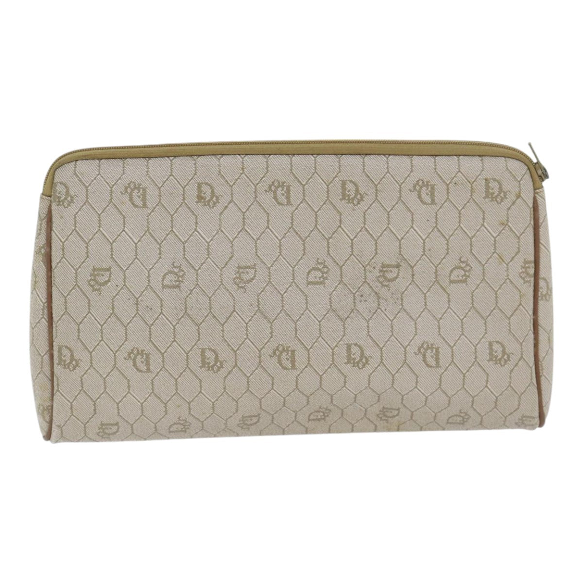 Dior Honeycomb Beige Canvas Clutch Bag (Pre-Owned)