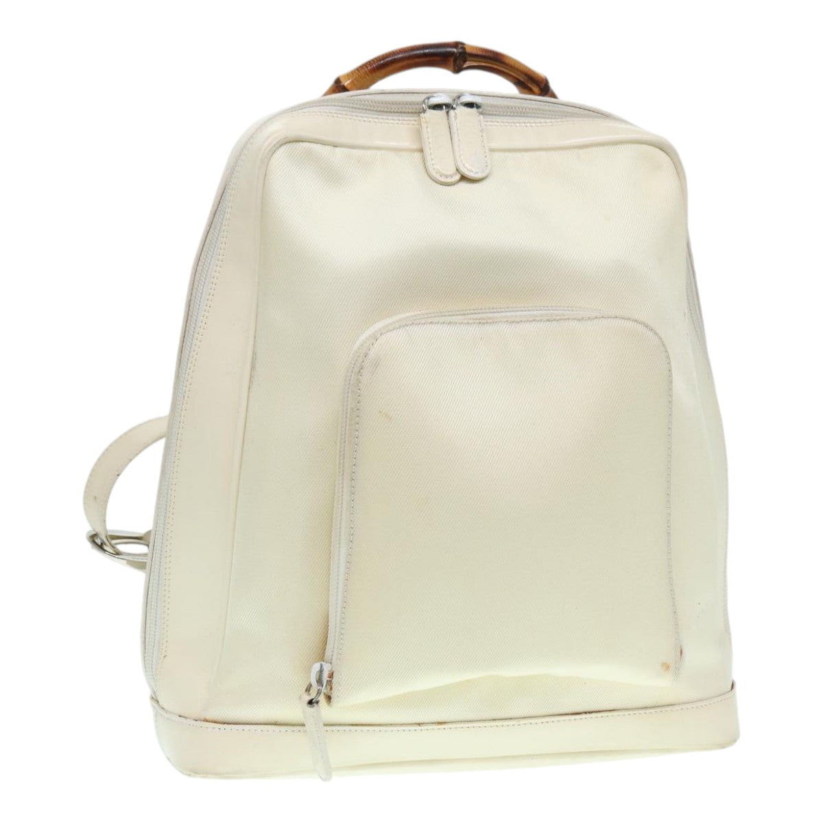 Gucci Bamboo White Leather Shoulder Bag (Pre-Owned)