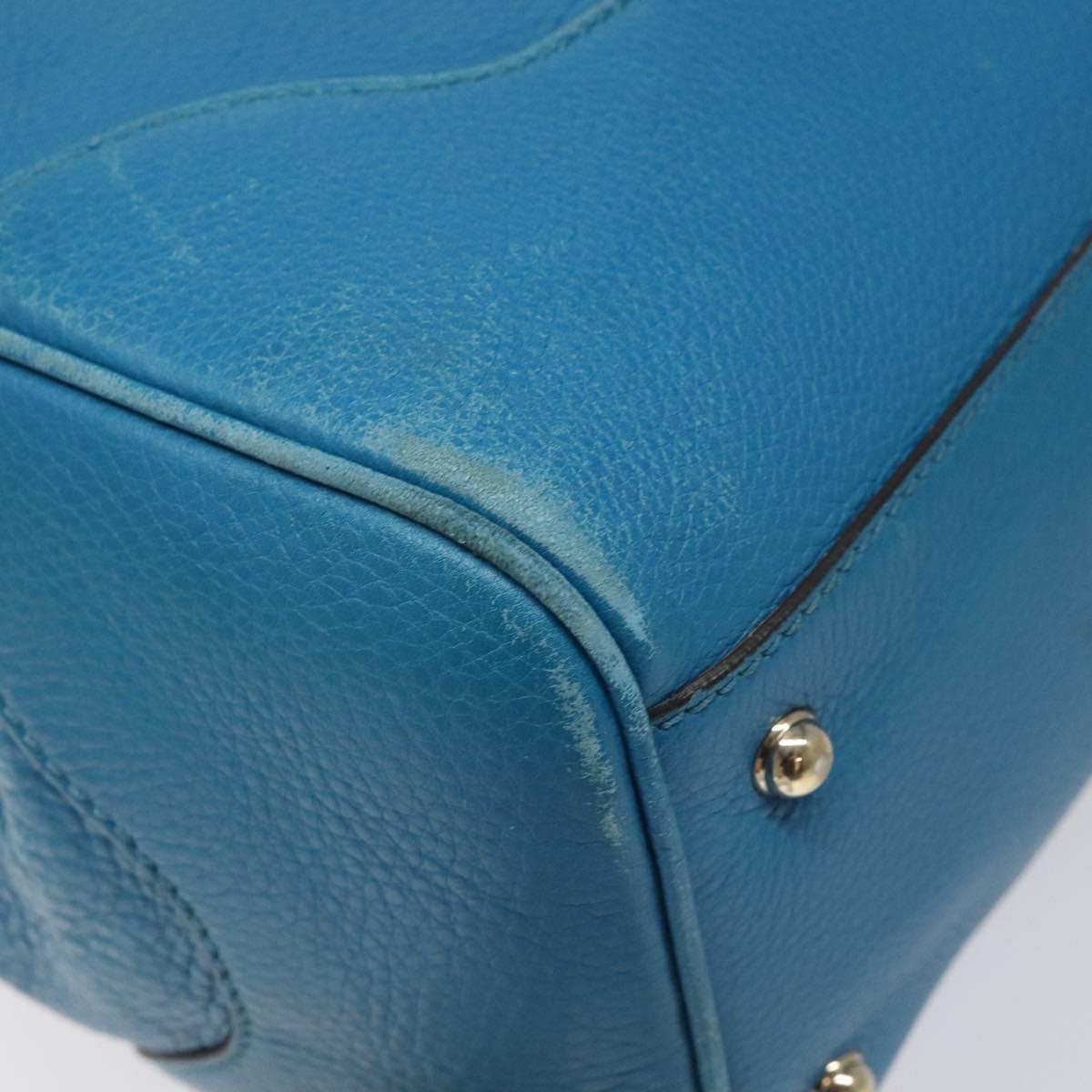 Gucci Bamboo Blue Leather Handbag (Pre-Owned)