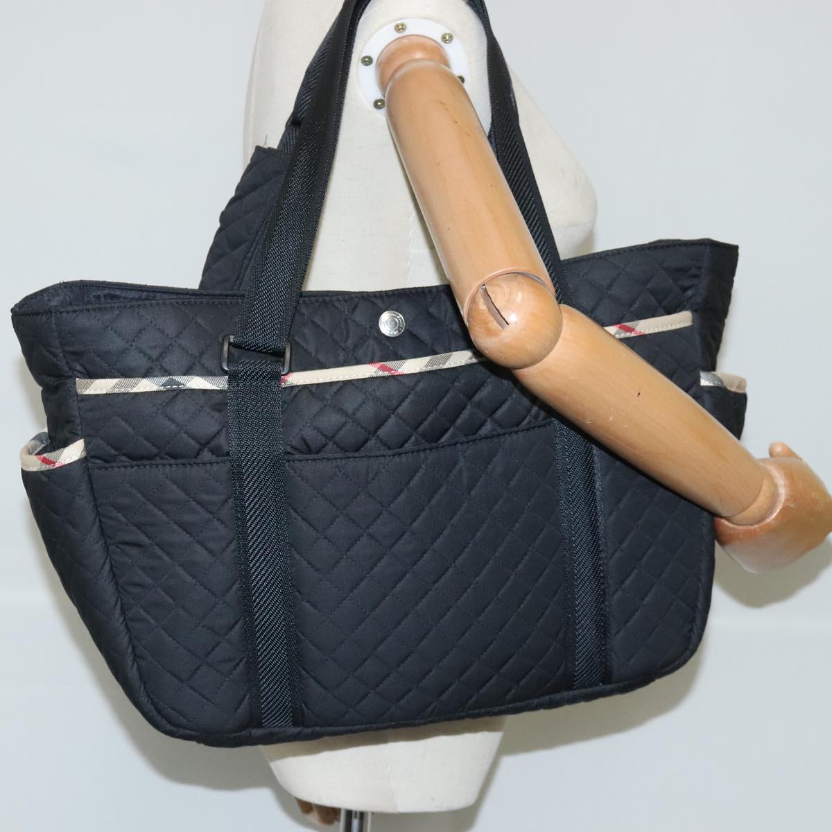 Burberry Nova Check Black Synthetic Tote Bag (Pre-Owned)