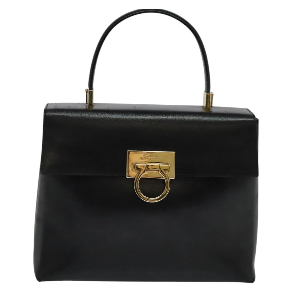 Salvatore Ferragamo Gancini Black Leather Handbag (Pre-Owned)