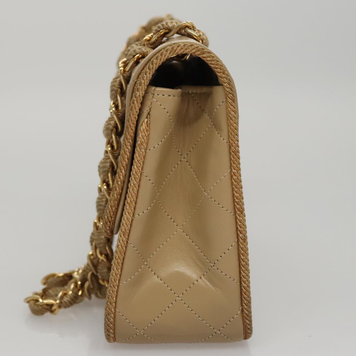 Chanel Single Flap Beige Calfskin Shoulder Bag (Pre-Owned)