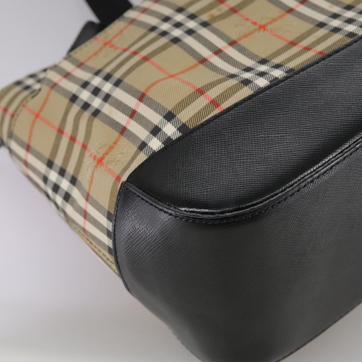 Burberry Nova Check Beige Canvas Handbag (Pre-Owned)
