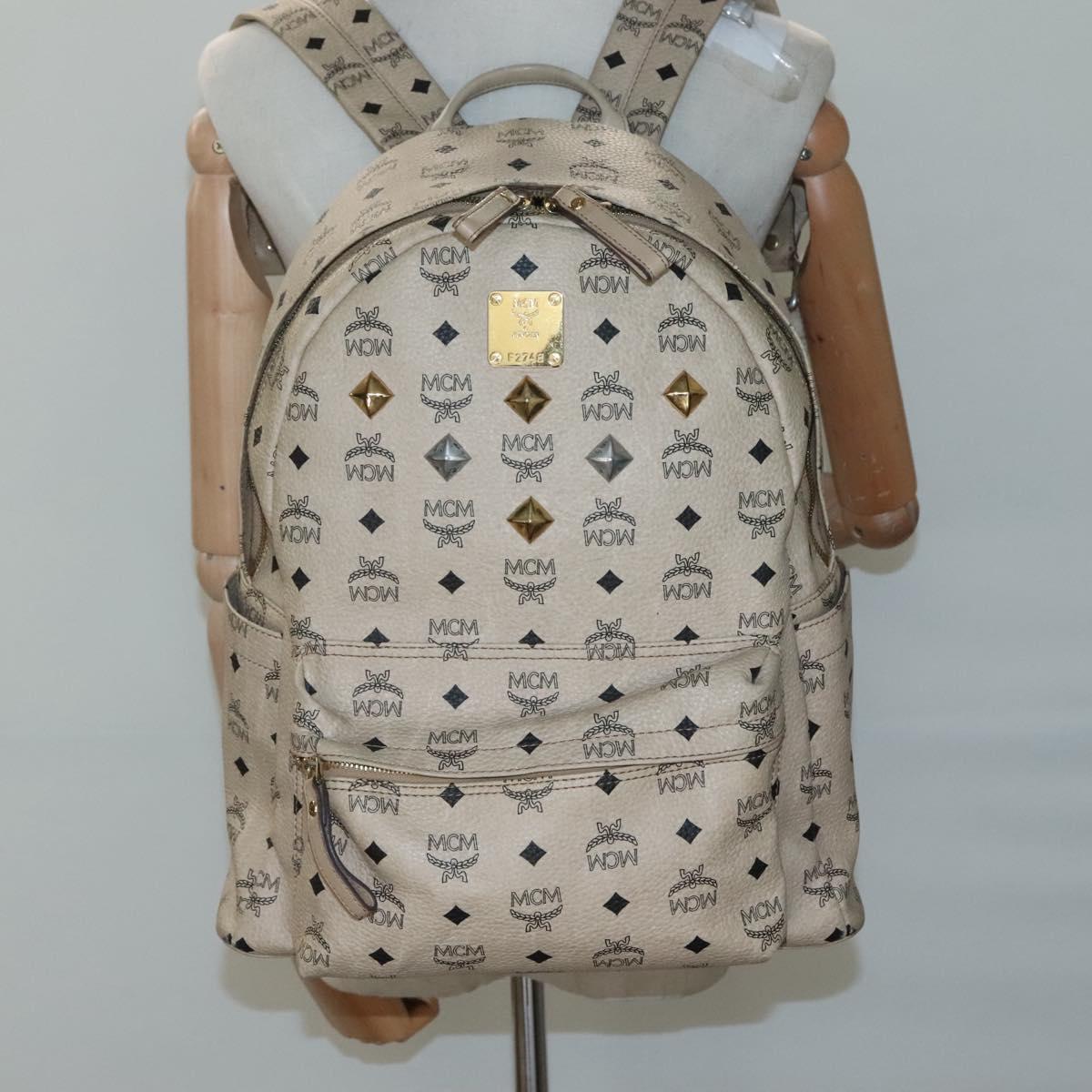 MCM Visetos Beige Canvas Backpack Bag (Pre-Owned)