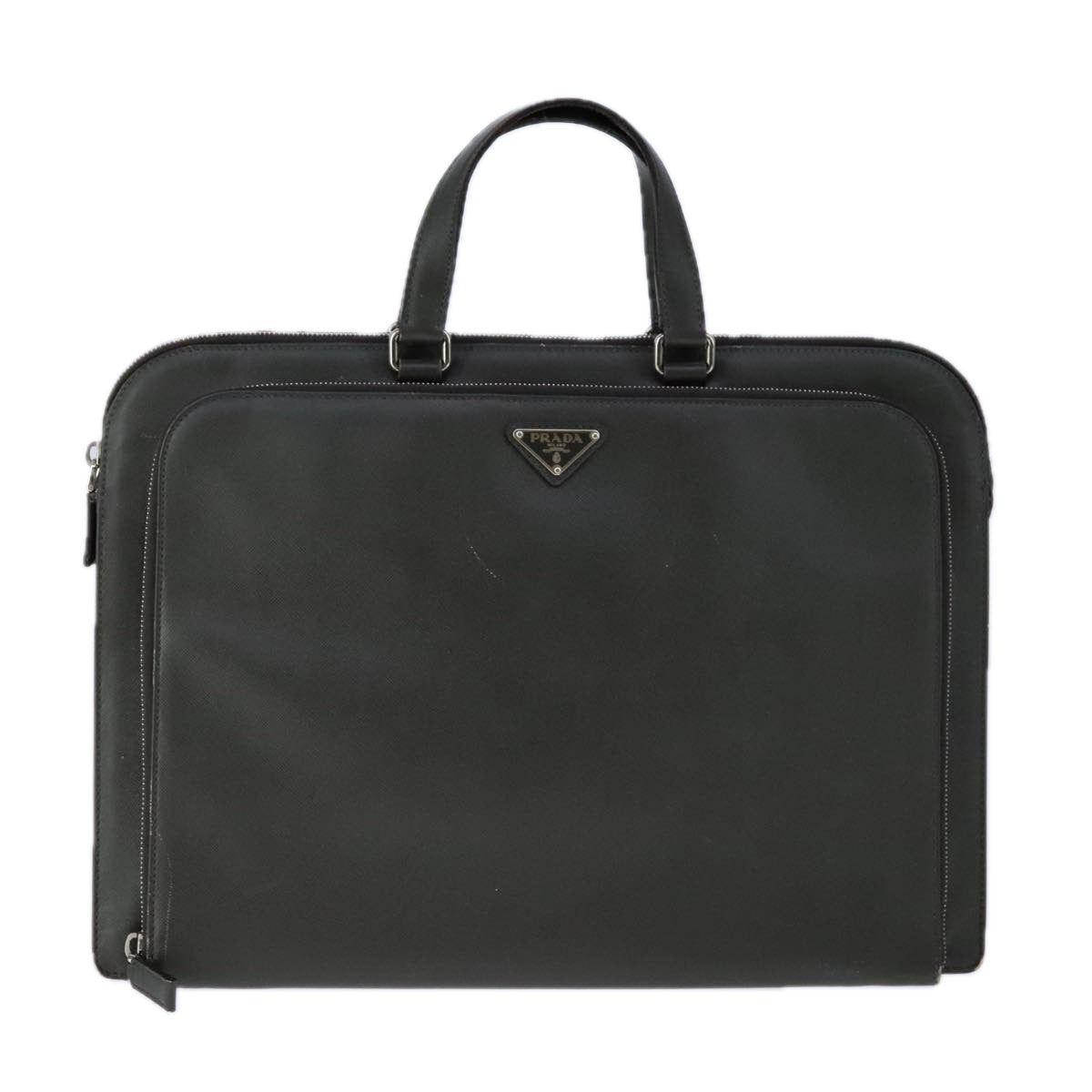 Prada Saffiano Black Leather Briefcase Bag (Pre-Owned)