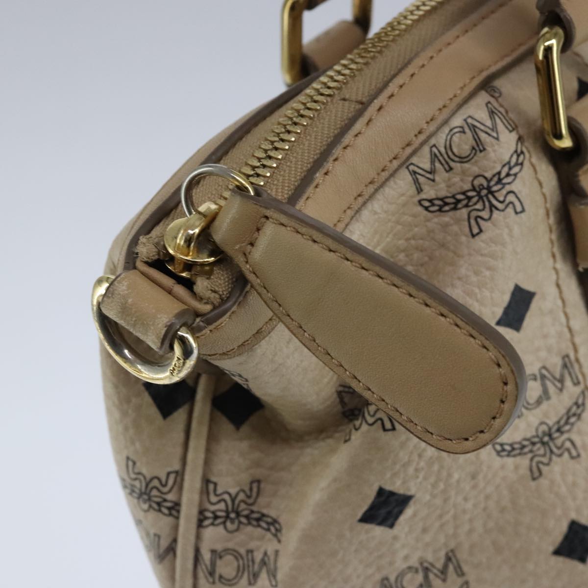 MCM Visetos Beige Canvas Tote Bag (Pre-Owned)