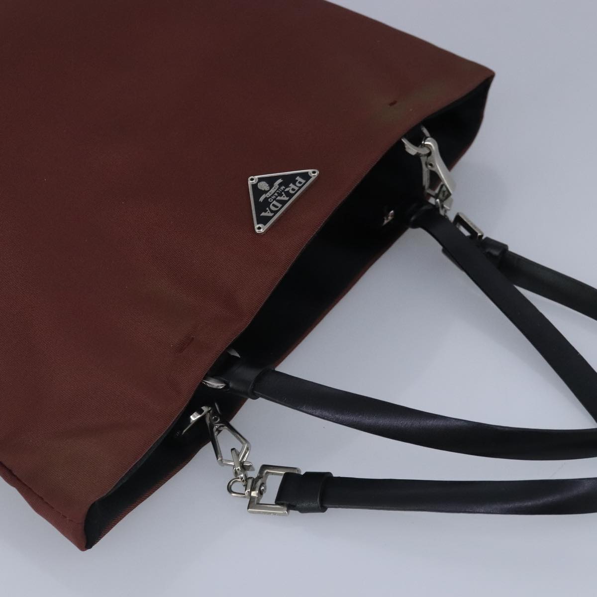 Prada Triangle Logo Brown Synthetic Handbag (Pre-Owned)