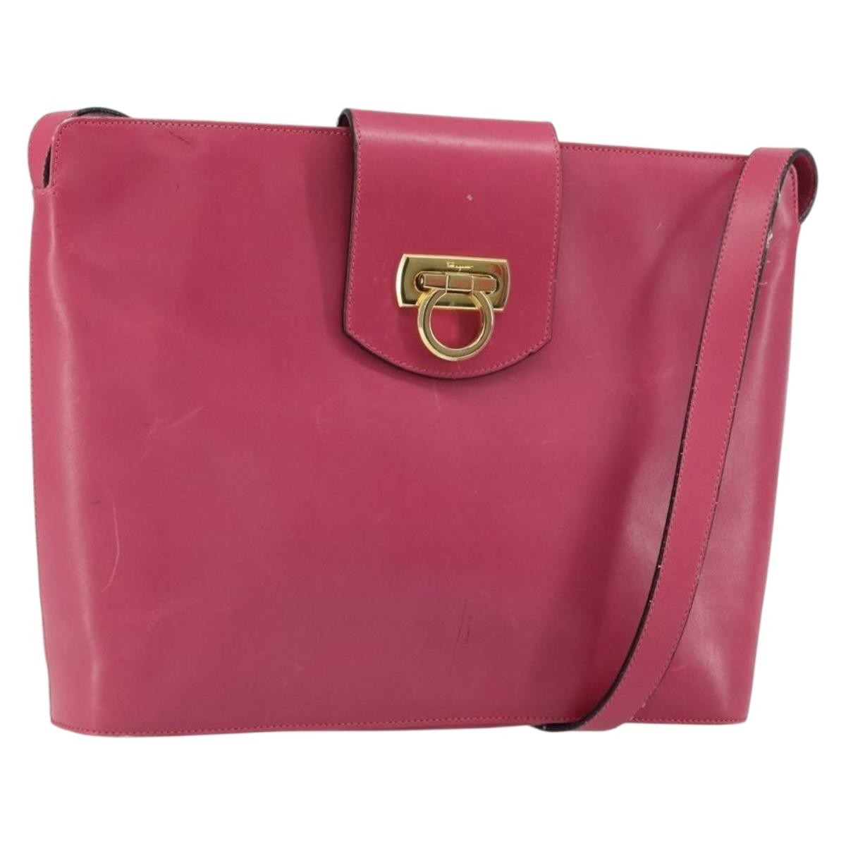 Salvatore Ferragamo Gancini Leather Pink Leather Shoulder Bag Bag (Pre-Owned)