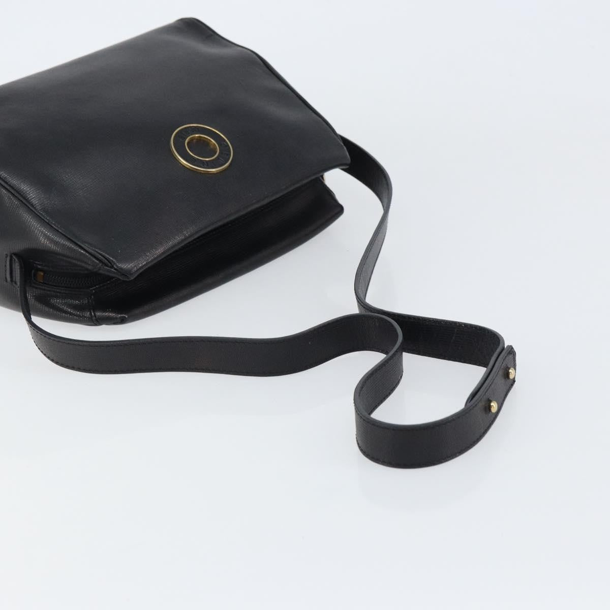 Celine Circle Logo Leather Black Leather Shoulder Bag Bag (Pre-Owned)