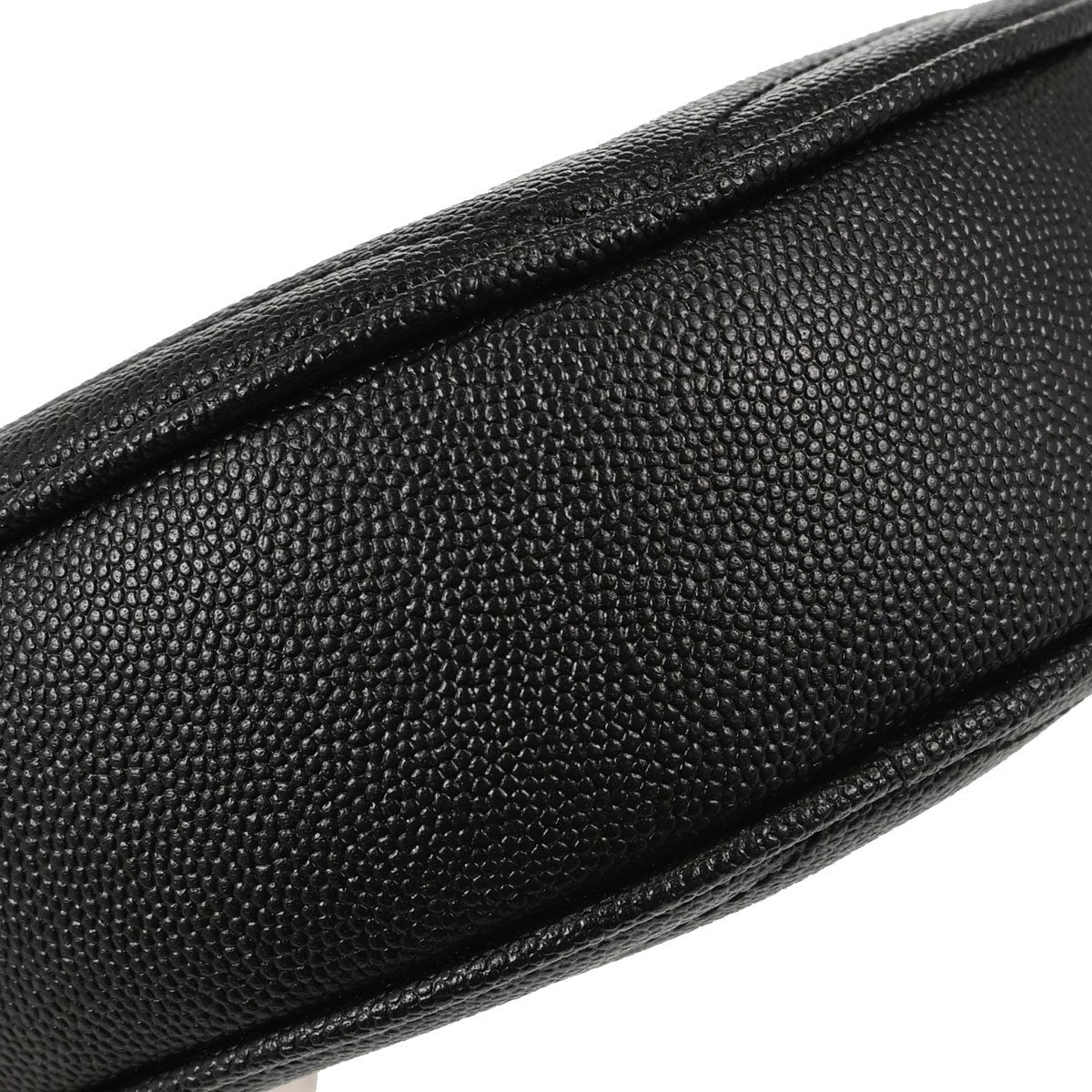 Saint Laurent Vinyle Round Belt Matelasse Chevron Leather Black Leather Clutche & Pouche Bag (Pre-Owned)