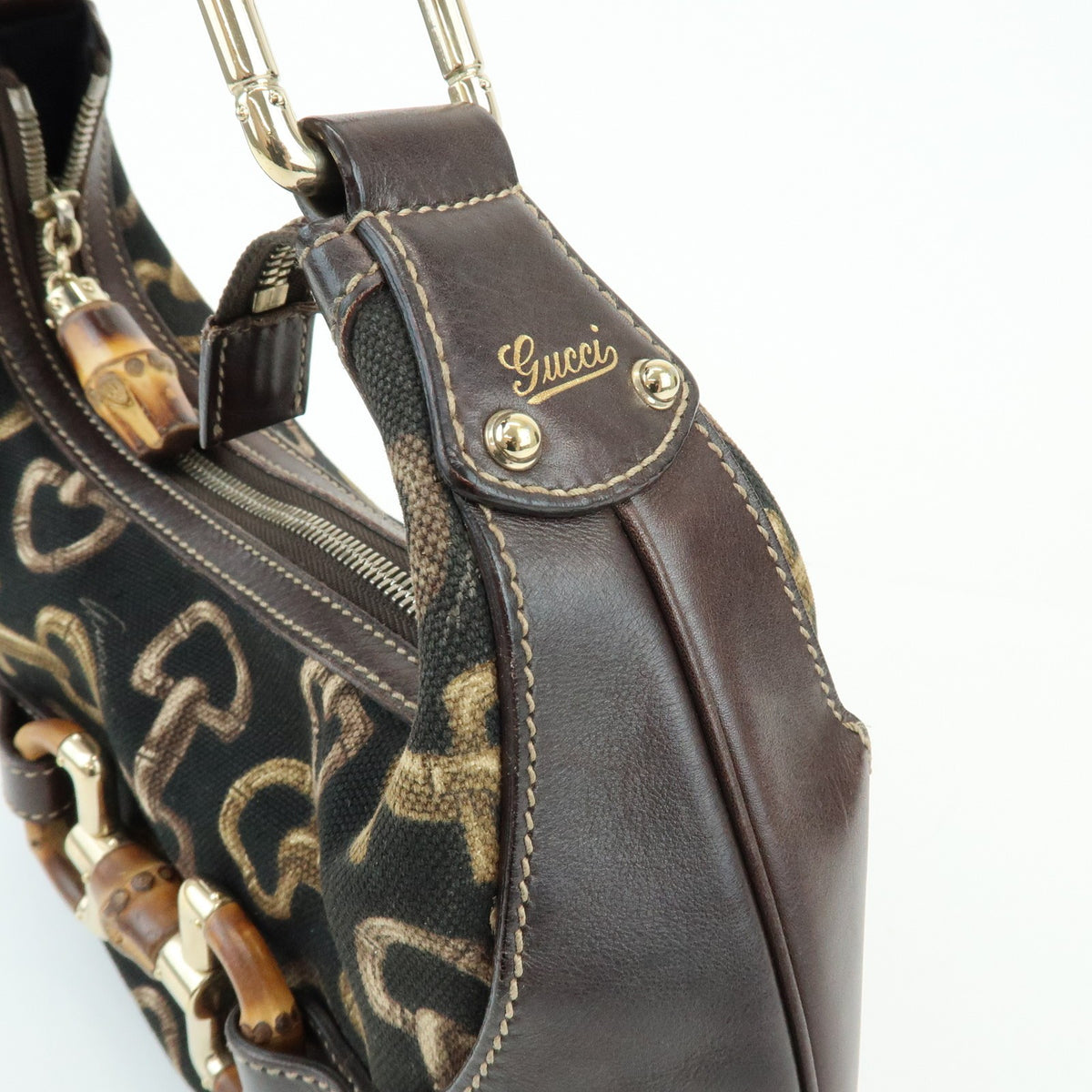 Gucci Horsebit Gg Canvas And Leather Brown Canvas Tote Bag Bag (Pre-Owned)