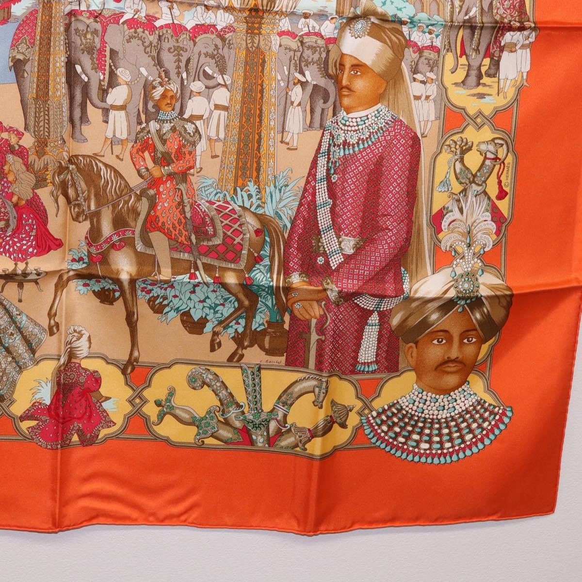 Hermes Carré 90 Silk Multicolor Orange Silk Scarve & Shawl Accessory (Pre-Owned)