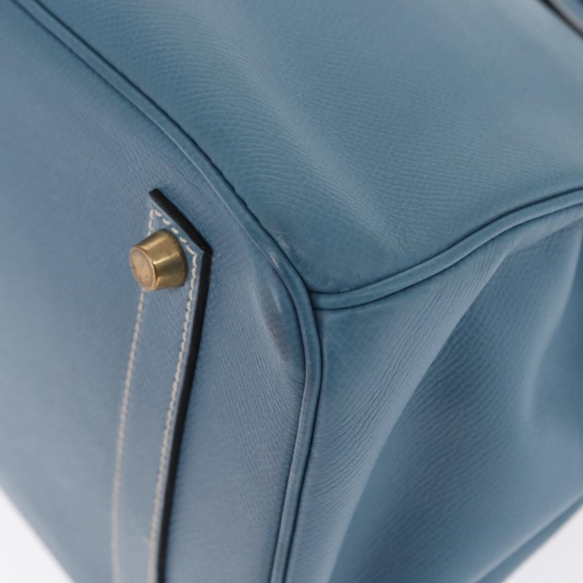 Hermes Birkin Blue Epsom With Gold Hardware Blue Leather Handbag (Pre-Owned)