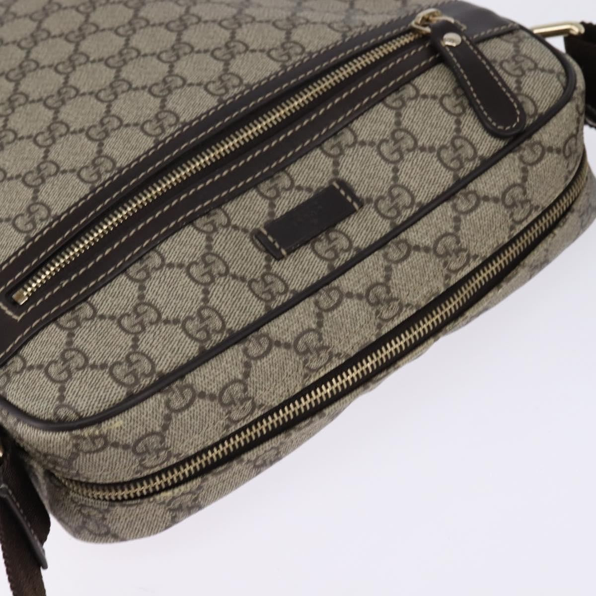 Gucci Front Zip Messenger Gg Coated Canvas Beige Canvas Crossbody Bag Bag (Pre-Owned)