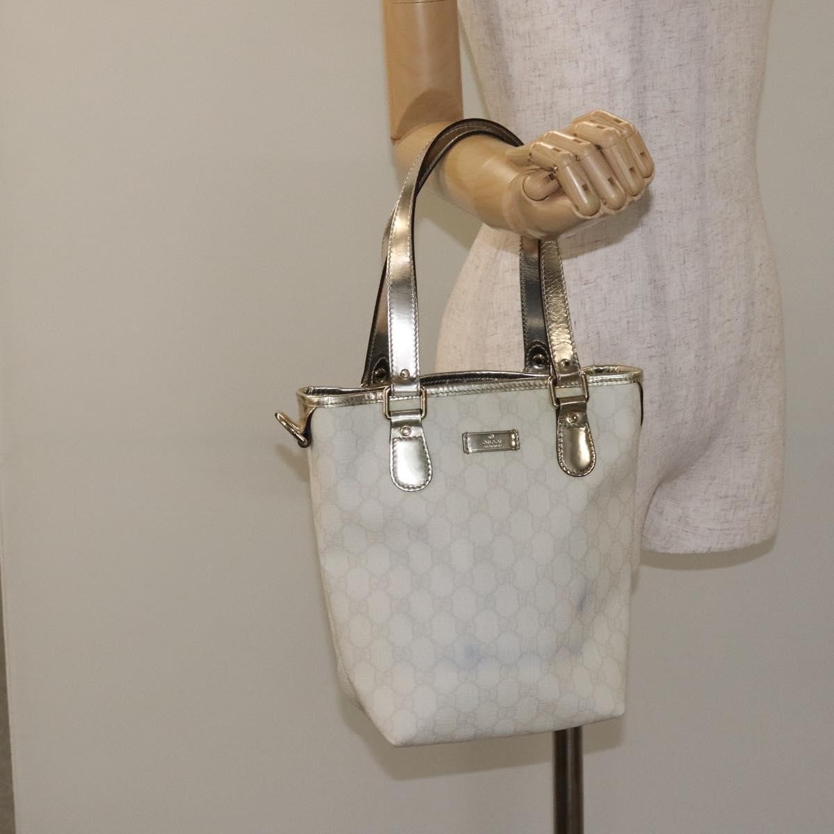 Gucci Vintage Tote Gg Canvas White Canvas Tote Bag Bag (Pre-Owned)
