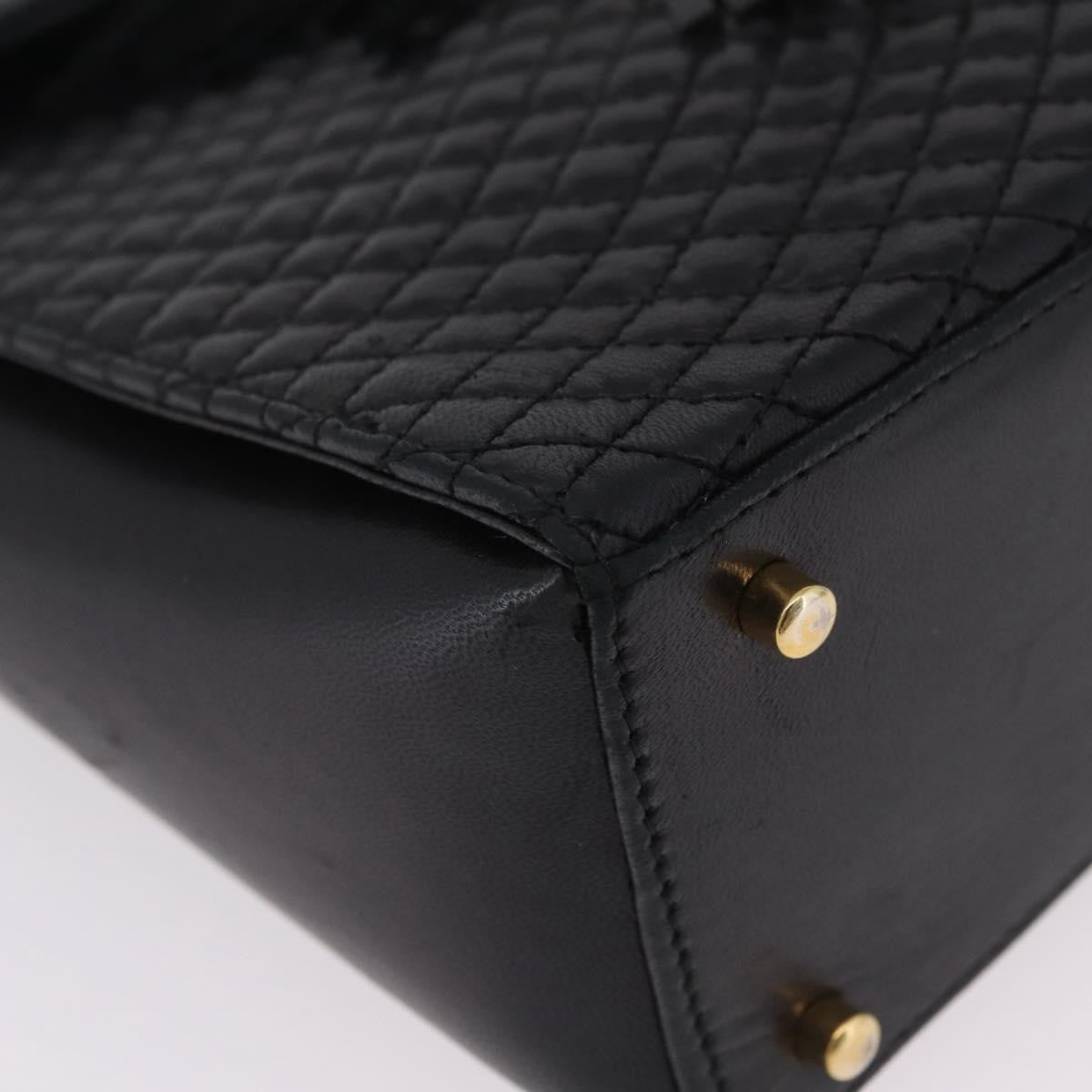 Bally Vintage Chain Quilted Leather Black Leather Shoulder Bag Bag (Pre-Owned)
