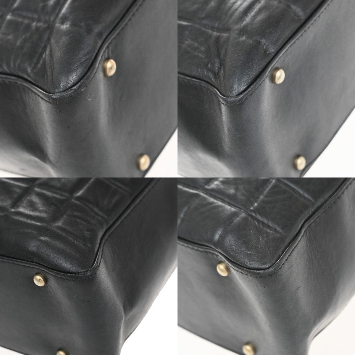Chanel Chocolate Bar Cc Tote Quilted Leather Black Leather Tote Bag Bag (Pre-Owned)