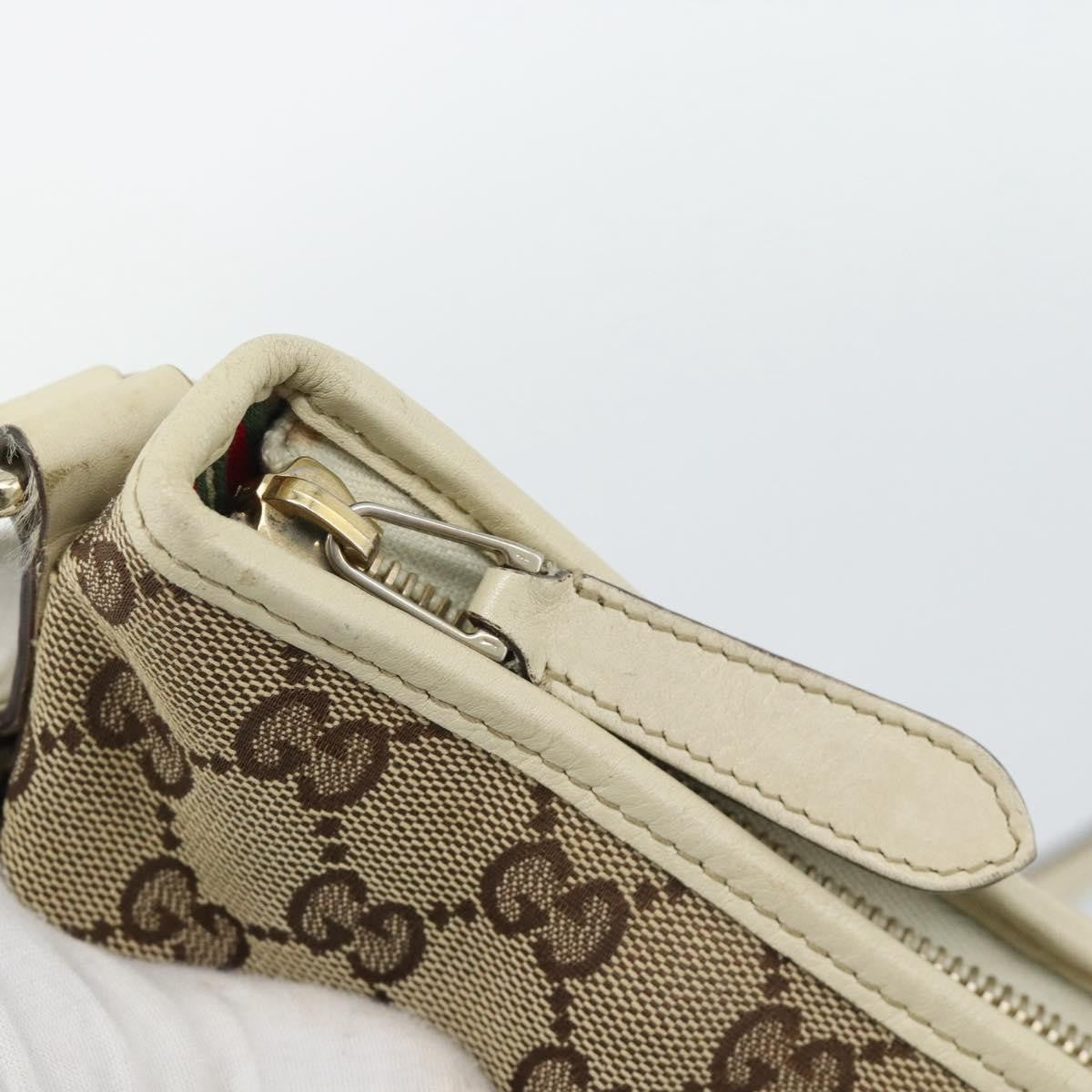 Gucci Britt Half Moon Hobo Gg Canvas And Leather Beige Canvas Shoulder Bag Bag (Pre-Owned)