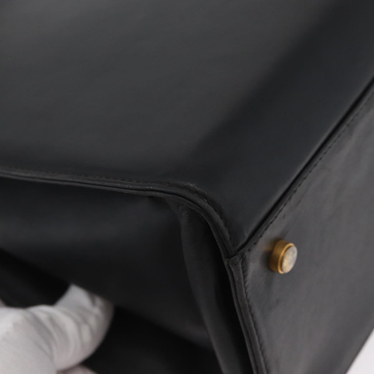 Salvatore Ferragamo Gancini Tote Leather Black Leather Tote Bag Bag (Pre-Owned)