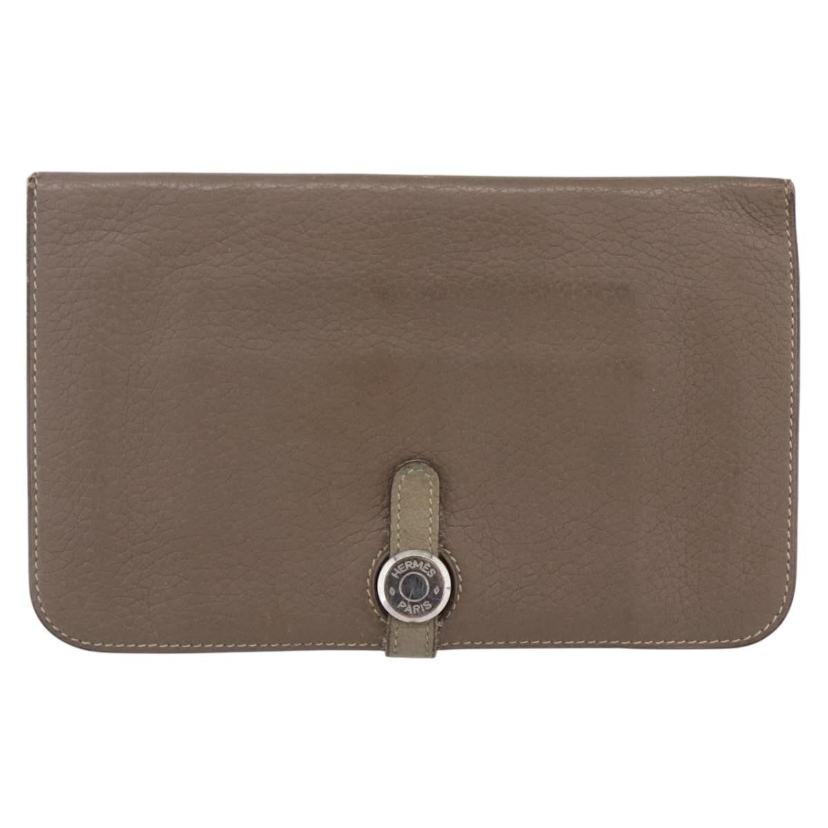 Hermes Dogon Duo Combined Leather Gray Leather Wallets Accessory (Pre-Owned)