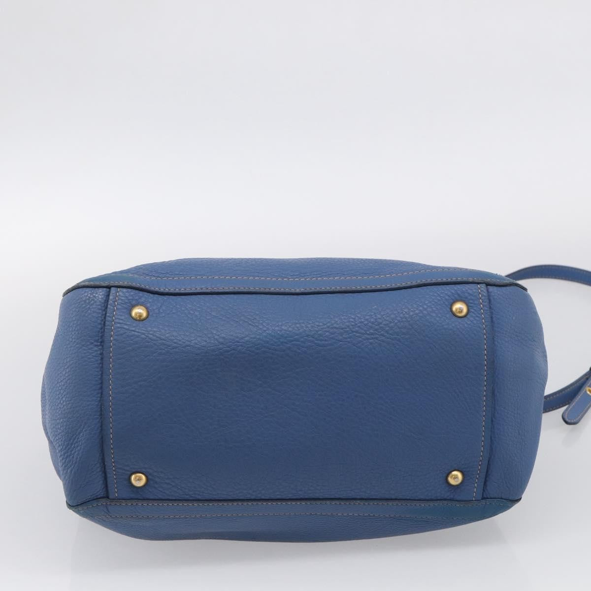 Miu Miu Beau Top Handle Leather Blue Leather Handbag (Pre-Owned)