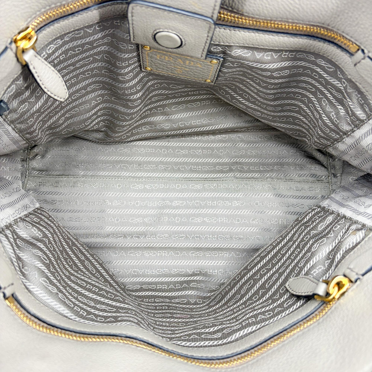 Prada Shoulder Bag Leather Gray Calfskin Shoulder Bag Bag (Pre-Owned)